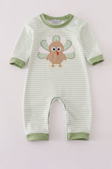 Sage turkey applique stripe romper