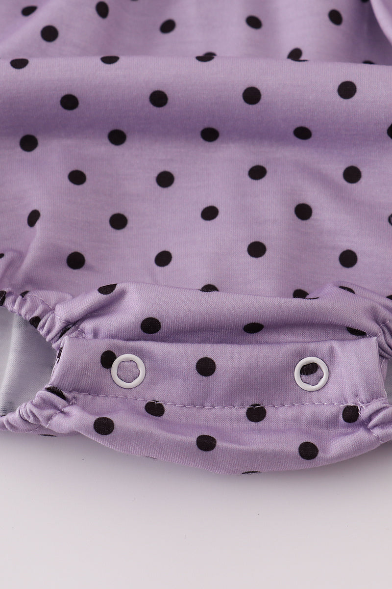 Purple Halloween dot witch embroidery bubble