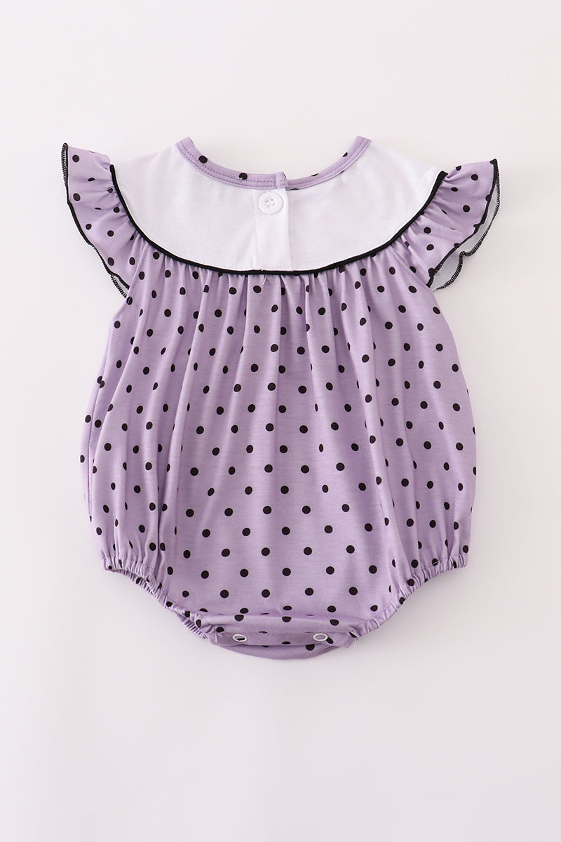 Purple Halloween dot witch embroidery bubble