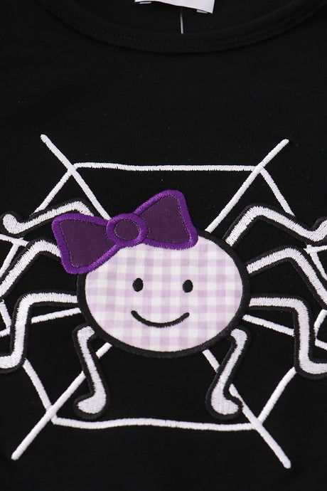 Purple Halloween spider embroidery pants set