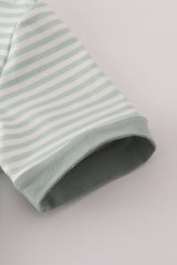 Sage stripe french knot top