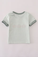Sage stripe french knot top