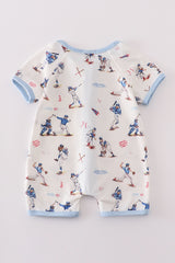 Baseball print boy romper