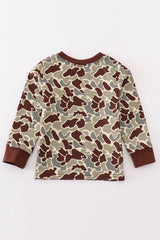 Camouflage jesus loves me embroidery boy top