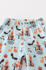 Blue halloween boy pajamas set