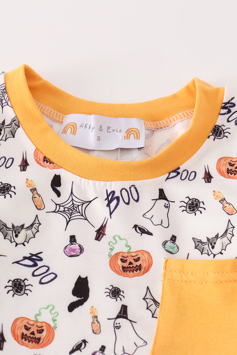 Halloween print boy pajamas set