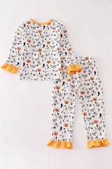 Halloween print girl pajamas set