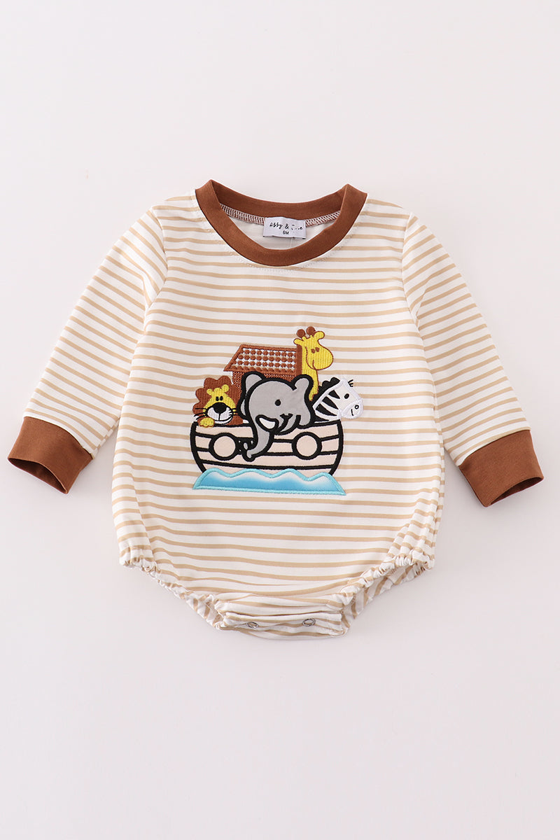 Noah's ark embroidery stripe boy bubble