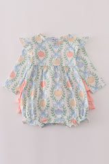 Green bow print ruffle bubble