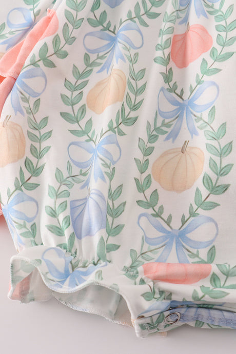 Green bow print ruffle bubble