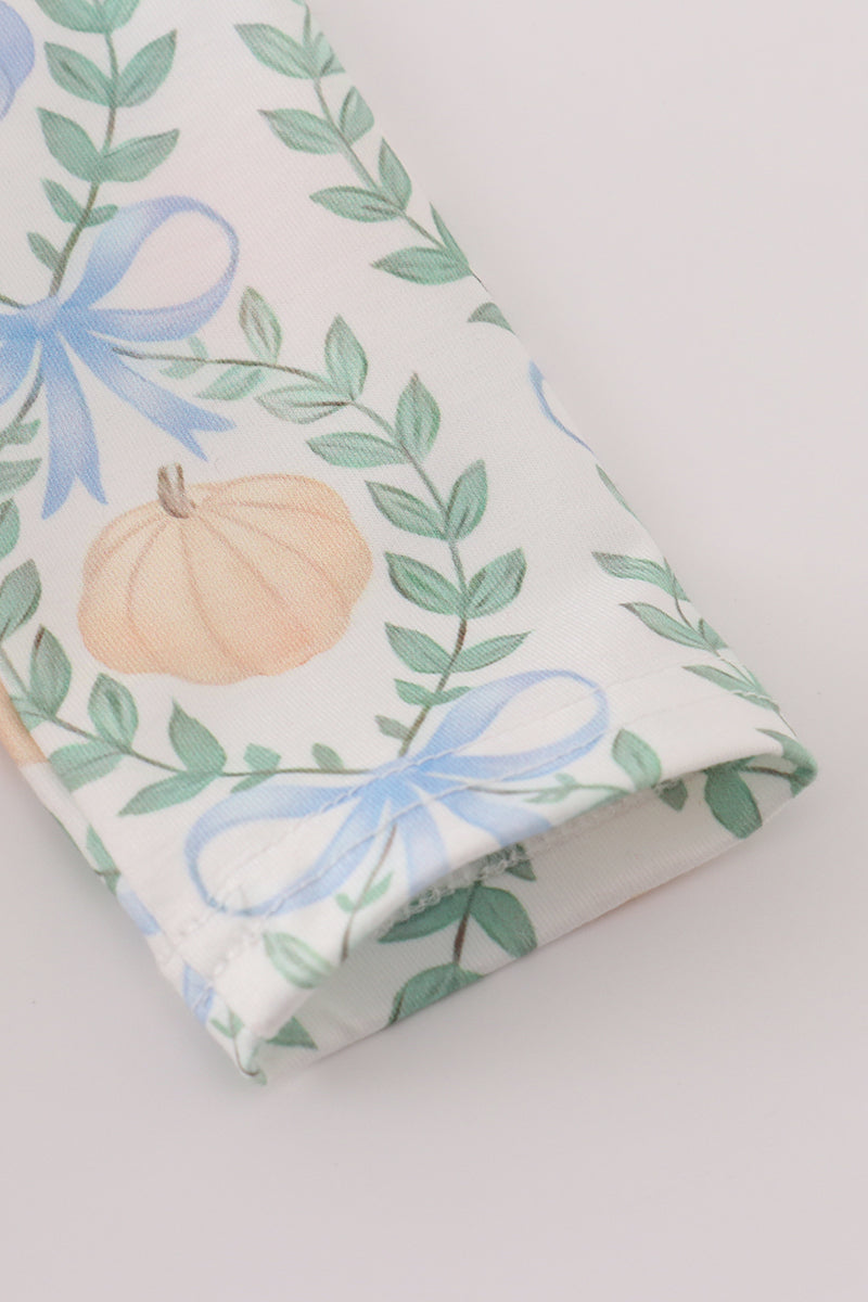Green bow print ruffle bubble