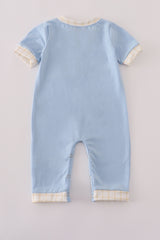 Blue embroidery romper