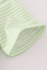 Green scarecrow embroidery stripe top