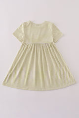 Pinecone embroidery stripe dress