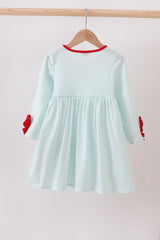 Blue reindeer applique stripe dress