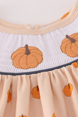 Khaki embroidery smocked ruffle pants set