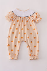 Khaki embroidery smocked romper