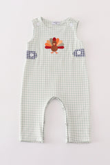 Sage turkey embroidery gingham boy jonjon