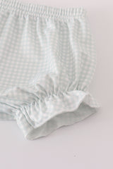 Blue boots embroidery ruffle bloomer set