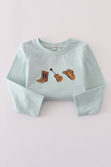 Blue boots embroidery pants set
