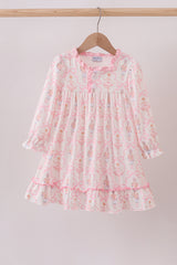 Pink nutcracker print ruffle gown