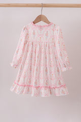 Pink nutcracker print ruffle gown