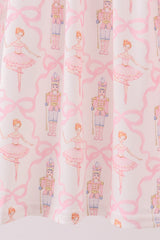 Pink nutcracker print ruffle dress