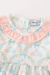 Pink pumpkin print baby girl set