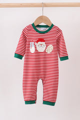 Red stripe santa milk biscuit french knot romper