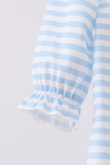 Blue stripe reindeer applique ruffle romper