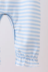 Blue stripe reindeer applique ruffle romper