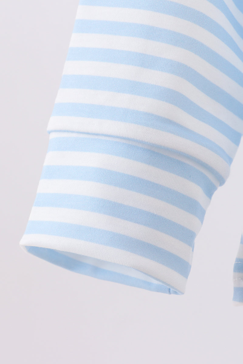 Blue stripe reindeer applique top