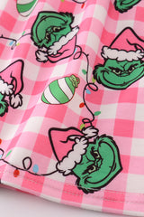 Pink grinch print girl dress