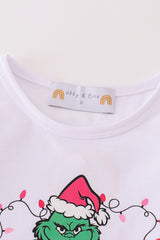 Pink grinch print girl set