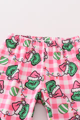 Pink grinch print girl set