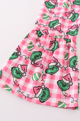 Pink grinch print girl set