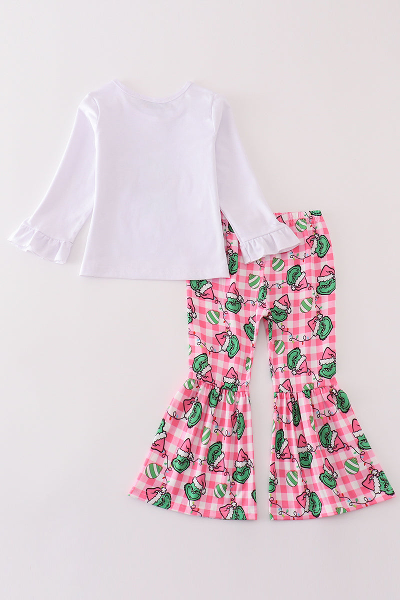 Pink grinch print girl set