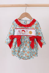 Red santa claus cookie french knot ruffle bubble