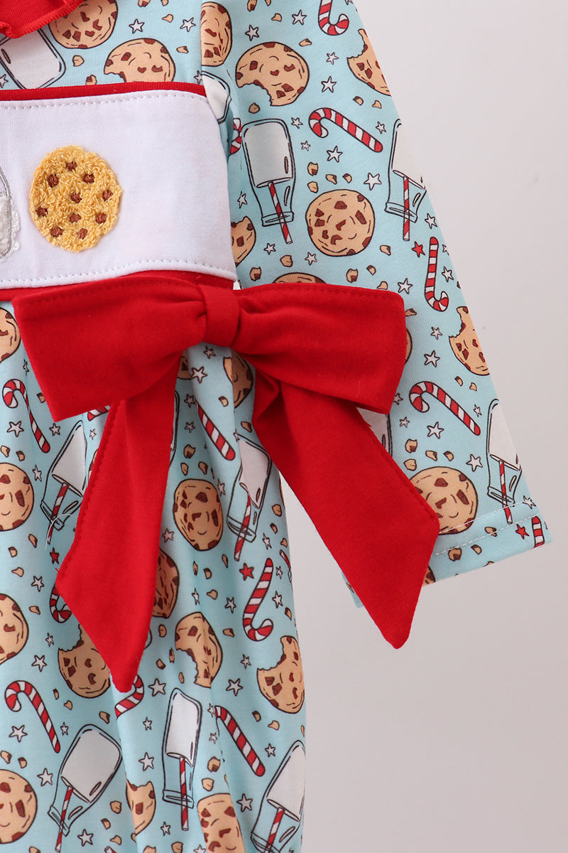 Red santa claus cookie french knot ruffle bubble