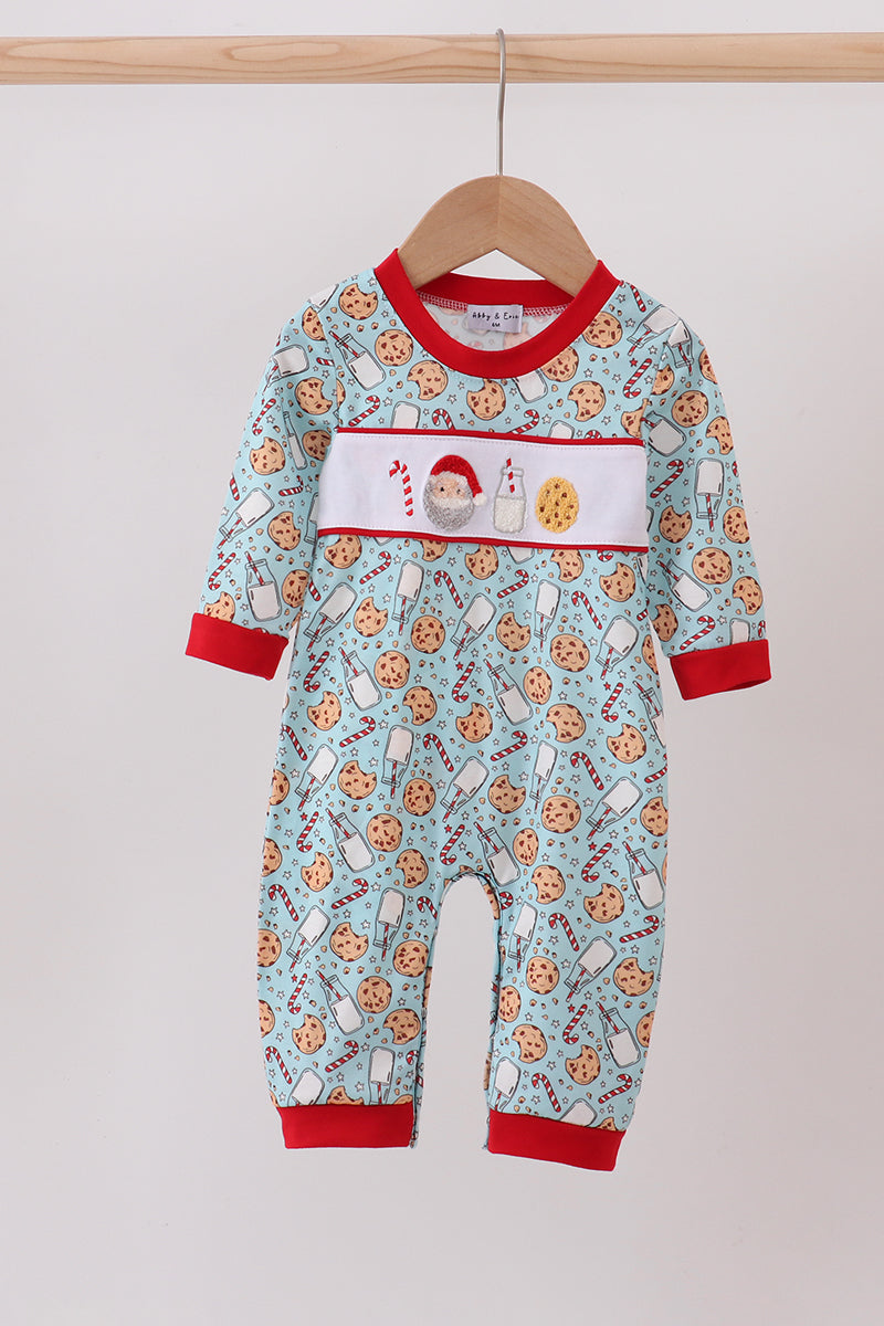 Santa claus cookie french knot romper