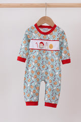 Santa claus cookie french knot romper