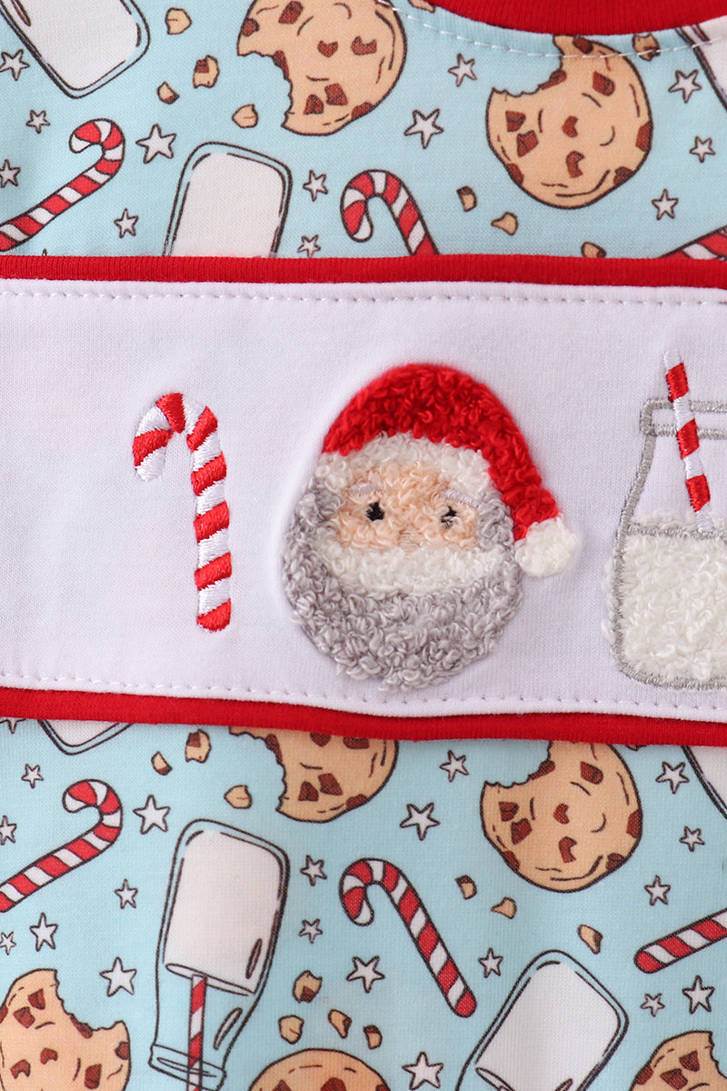 Santa claus cookie french knot romper