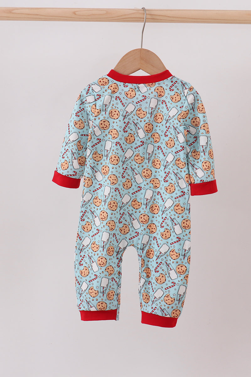 Santa claus cookie french knot romper