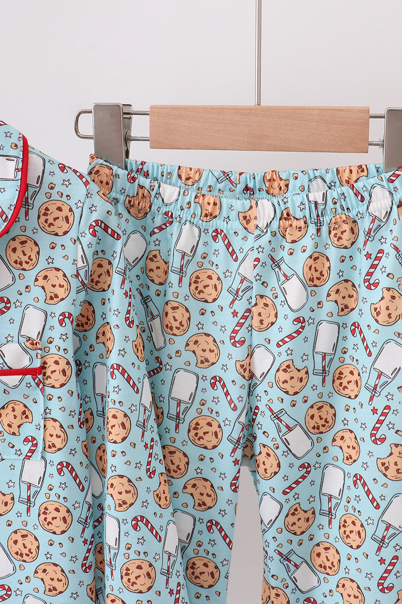 Santa claus cookie print pajams set