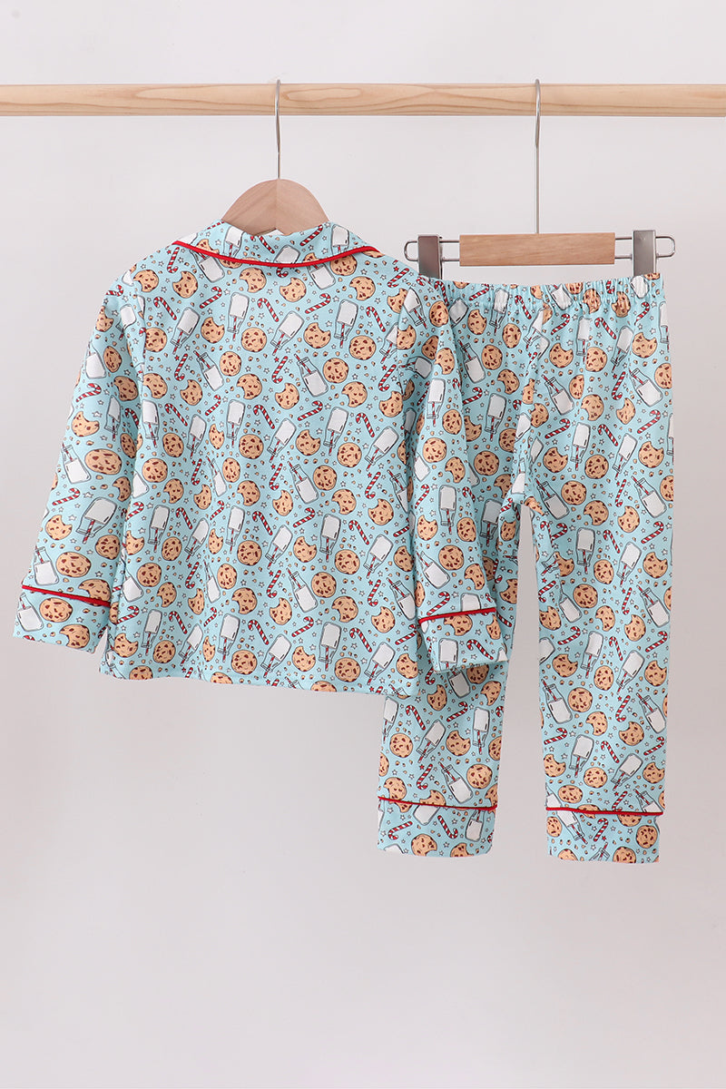 Santa claus cookie print pajams set