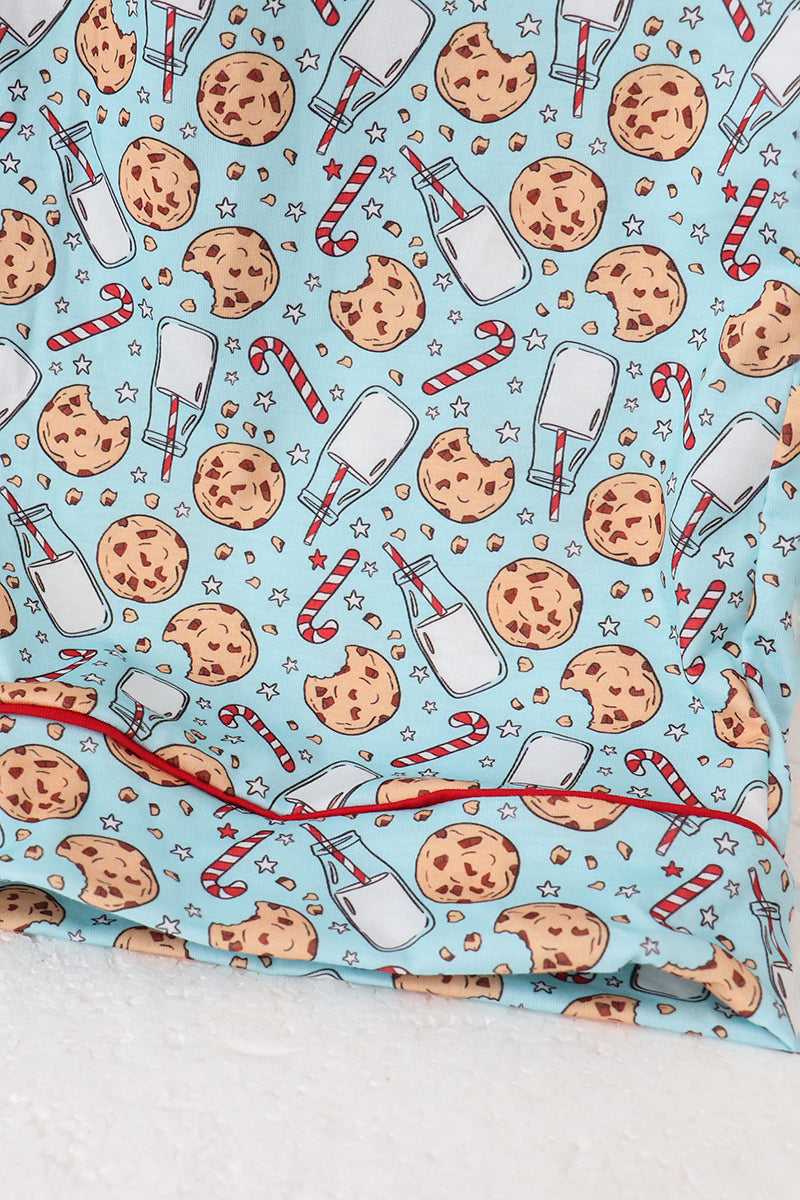 Red stripe santa milk biscuit french knot top