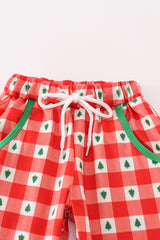 Red christmas tree gingham boy set