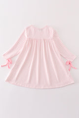 Pink stripe turkey embroidery dress