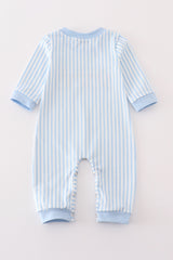 Blue turkey embroidery boy romper