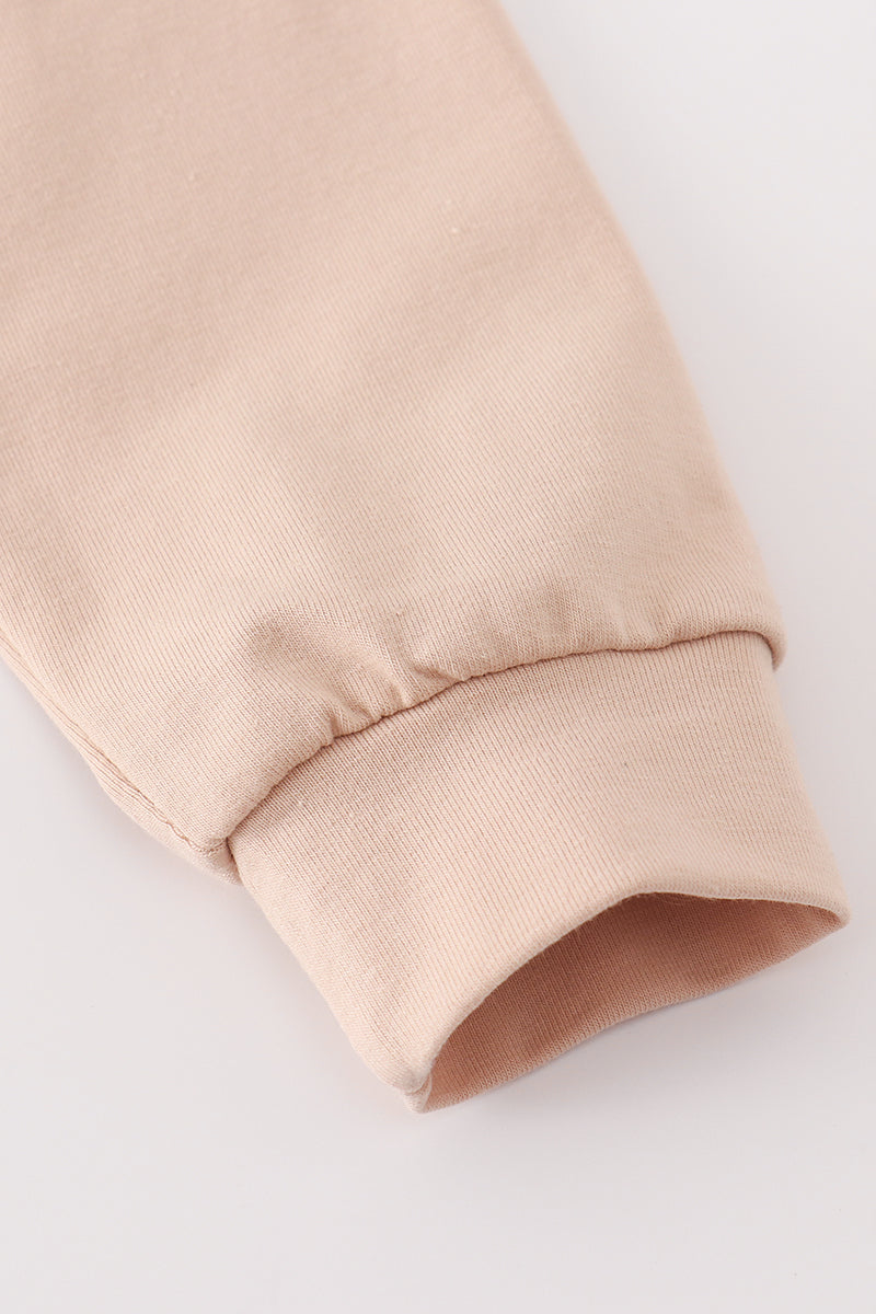 Beige turkey french knot ruffle top